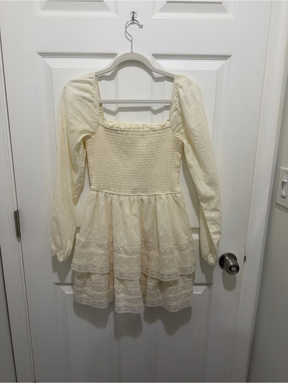 Altar’d State Cream Smocked Bodice Tiered  Dress